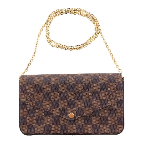 tnk 17830 2 Louis Vuitton Pochette Felicie Damier Ebene Chain Wallet Shoulder Bag