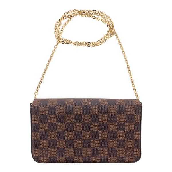 tnk 17830 3 Louis Vuitton Pochette Felicie Damier Ebene Chain Wallet Shoulder Bag