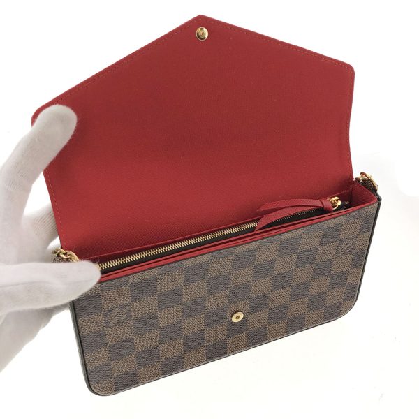 tnk 17830 5 Louis Vuitton Pochette Felicie Damier Ebene Chain Wallet Shoulder Bag