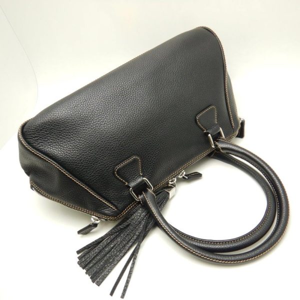 050309 3 Chanel Boston Bag Fringe Caviar Skin Black