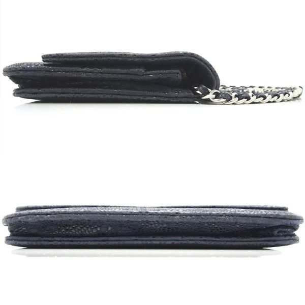 050553 2 Chanel Chain Wallet Goatskin Navy Diagonal Shoulder