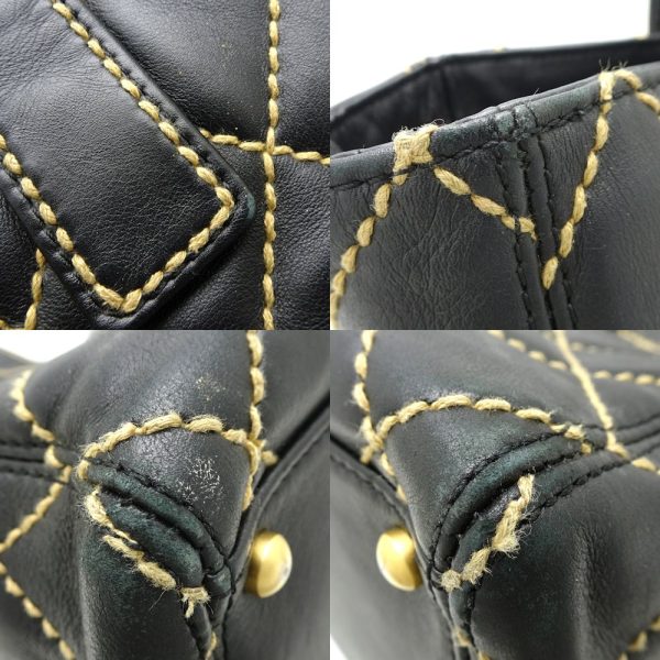 050554 4 Chanel Tote Bag Wild Stitch Calf Black x Gold Metal Fittings