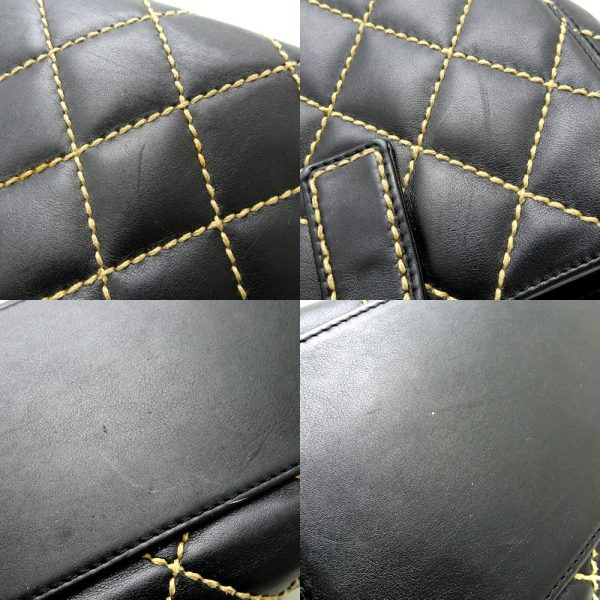 050554 5 Chanel Tote Bag Wild Stitch Calf Black x Gold Metal Fittings