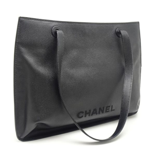 054832 2 Chanel Shoulder Tote Bag Caviar Skin Black