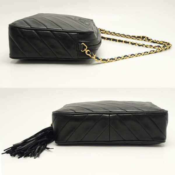 054913 4 Chanel Chain Shoulder Bag Crossbody Lambskin Black