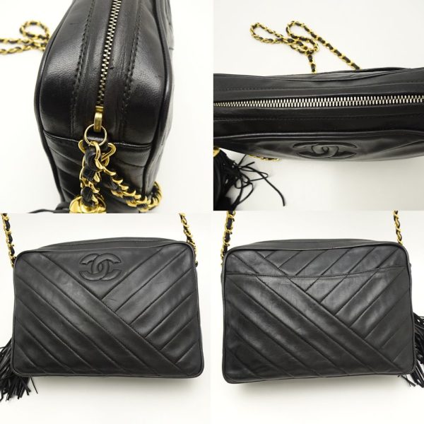 054913 5 Chanel Chain Shoulder Bag Crossbody Lambskin Black