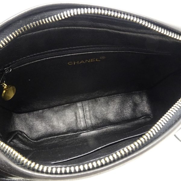 054913 7 Chanel Chain Shoulder Bag Crossbody Lambskin Black