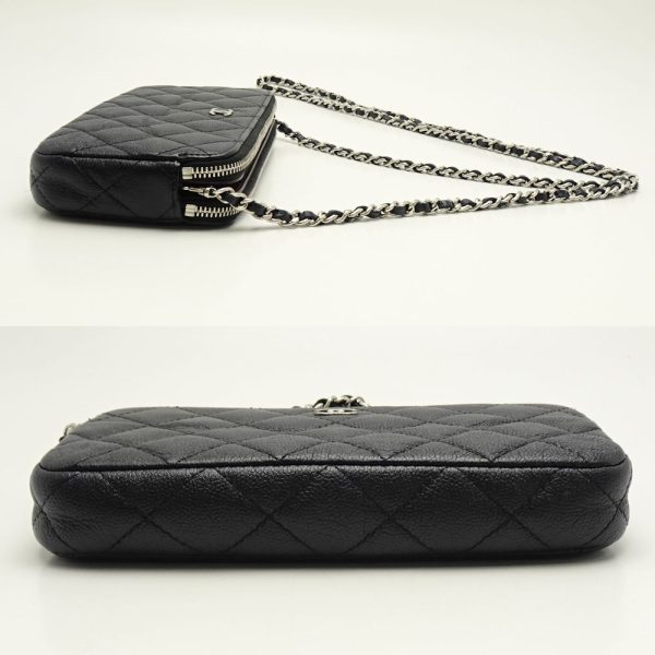 055073 4 Chanel Matelasse Chain Wallet Diagonal Soft Caviar Skin Black