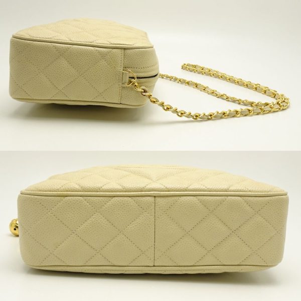 055400 4 Chanel Chain Shoulder Bag Diagonal Matelasse Caviar Skin Ivory