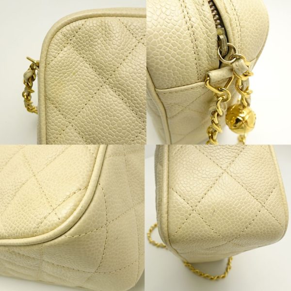 055400 5 Chanel Chain Shoulder Bag Diagonal Matelasse Caviar Skin Ivory