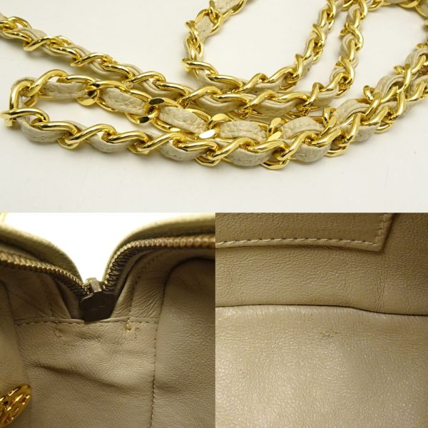 055400 7 Chanel Chain Shoulder Bag Diagonal Matelasse Caviar Skin Ivory