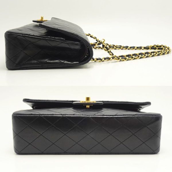 055484 3 Chanel Chain Shoulder Bag Lambskin Flap Black