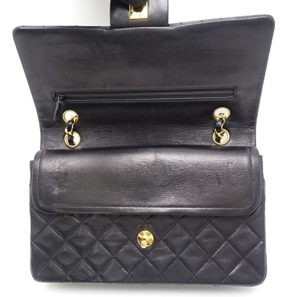 055484 6 Chanel Chain Shoulder Bag Lambskin Flap Black