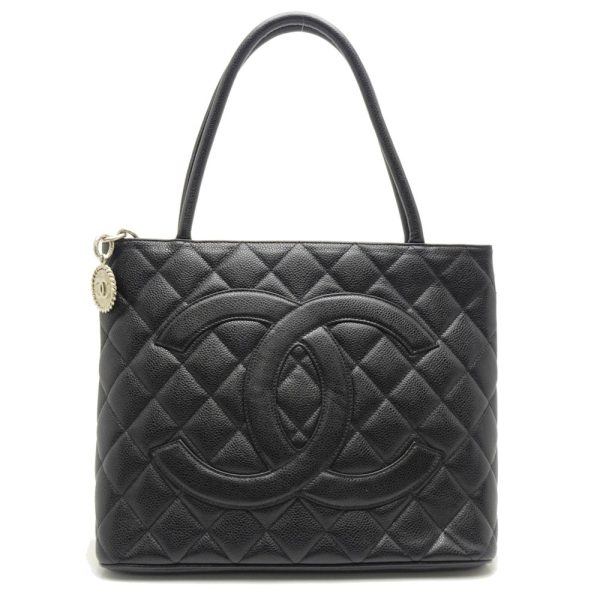 055556 10 Chanel Reprint Tote Bag Black Caviar Skin