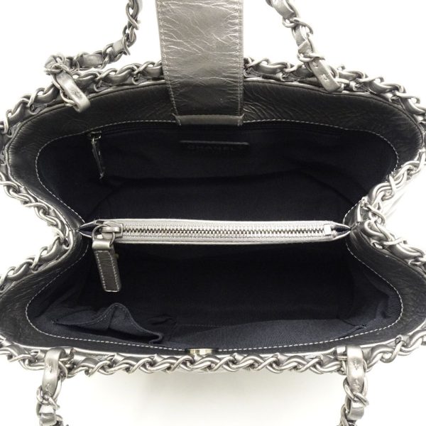 056176 7 Chanel Chain Me Tote Bag Leather Silver