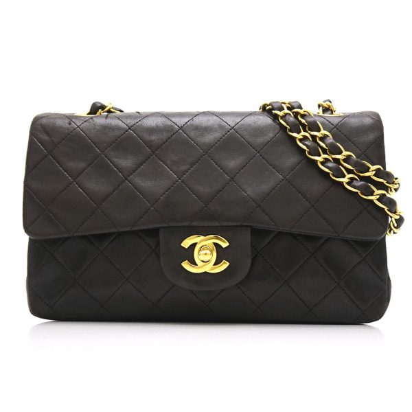 056275 10 Chanel Matelasse Chain Shoulder Bag Lambskin Black