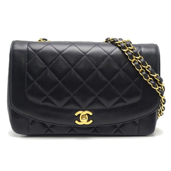 056345 10 Chanel Matelasse Chain Shoulder Bag Diagonal Lambskin Navy