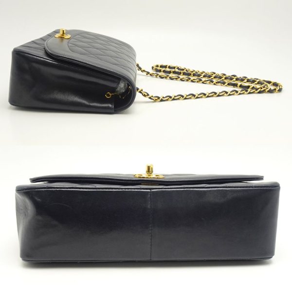 056345 3 Chanel Matelasse Chain Shoulder Bag Diagonal Lambskin Navy