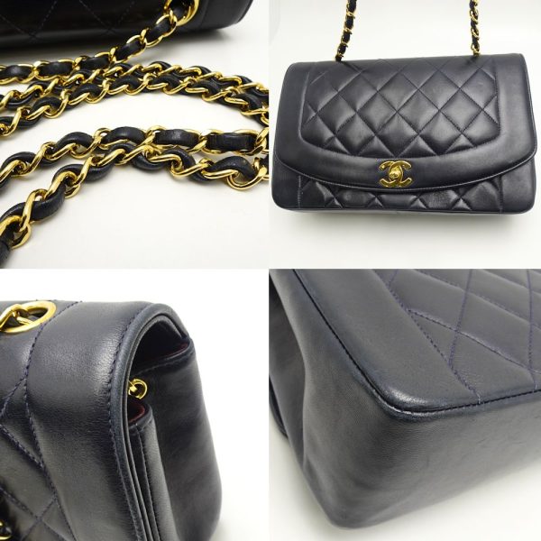 056345 5 Chanel Matelasse Chain Shoulder Bag Diagonal Lambskin Navy