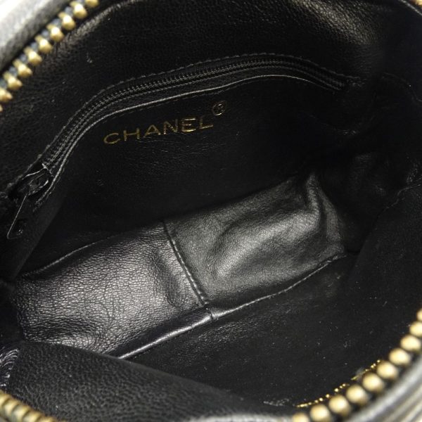 056482 7 Chanel Chain Shoulder Bag Crossbody Leather Black Fringe