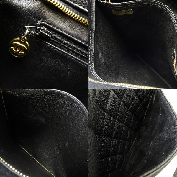 057475 7 Chanel Reprint Tote Bag Black Caviar Skin