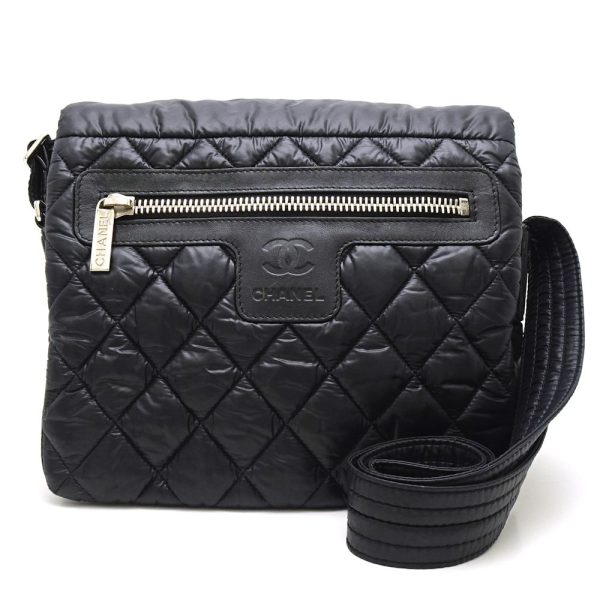 057626 10 Chanel Coco Coon Shoulder Bag Small Crossbody Black Nylon x Leather