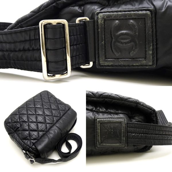 057626 3 Chanel Coco Coon Shoulder Bag Small Crossbody Black Nylon x Leather