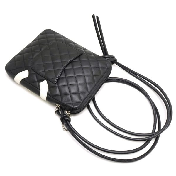 057782 3 Chanel Cambon Line Shoulder Bag Diagonal Lambskin Black