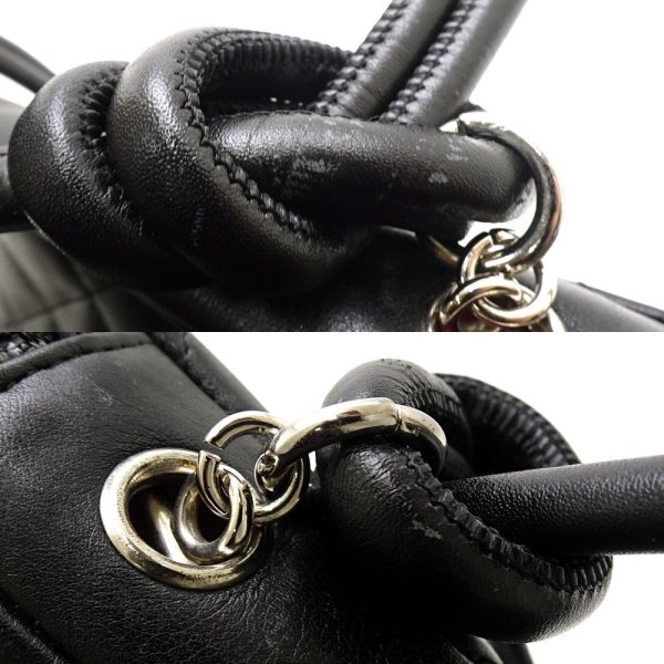 057782 4 Chanel Cambon Line Shoulder Bag Diagonal Lambskin Black