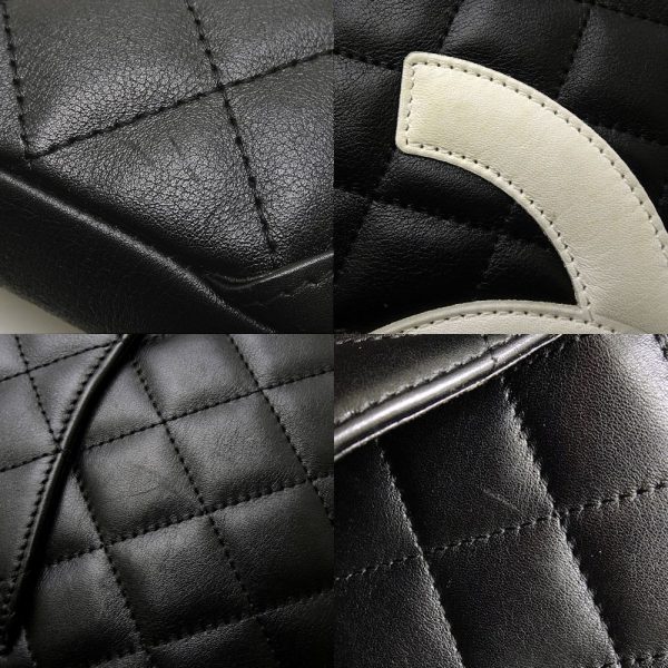 057782 6 Chanel Cambon Line Shoulder Bag Diagonal Lambskin Black