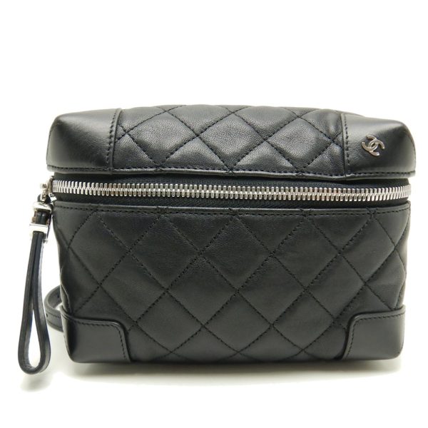 057814 10 Chanel Waist Bag Lambskin Black Pouch