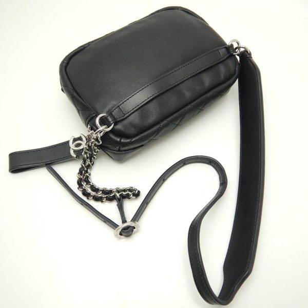 057814 2 Chanel Waist Bag Lambskin Black Pouch