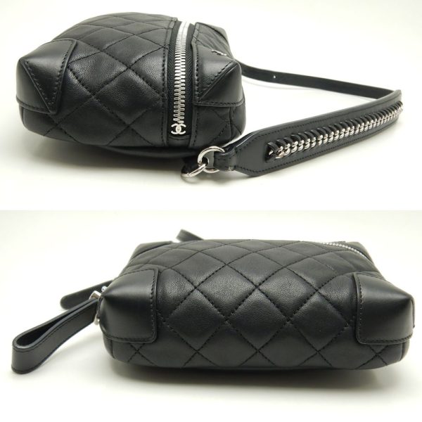 057814 3 Chanel Waist Bag Lambskin Black Pouch