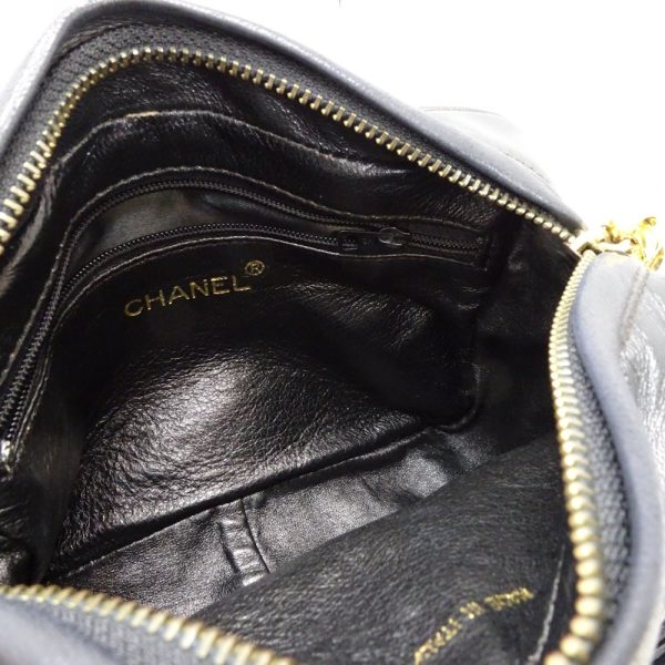 057862 6 Chanel Chain Shoulder Bag Crossbody Lambskin Black