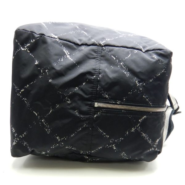 058047 3 Chanel Old Travel Line Boston Bag Nylon Black