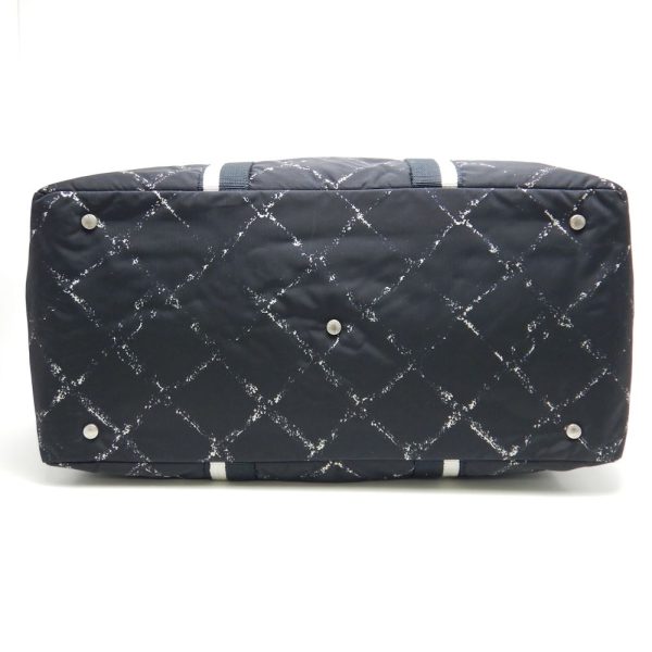 058047 4 Chanel Old Travel Line Boston Bag Nylon Black