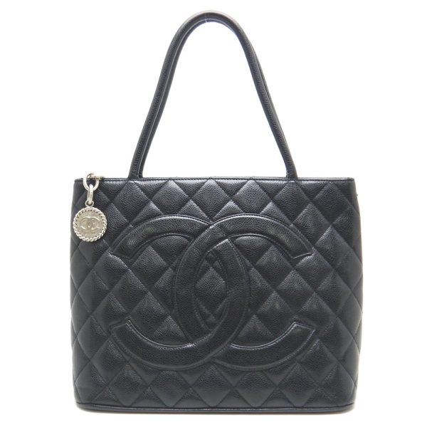 058086 10 Chanel Reprint Tote Bag Caviar Skin Black