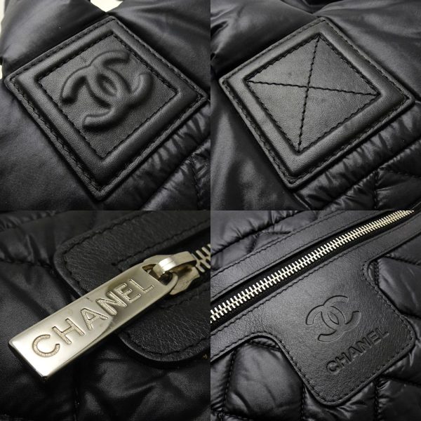 058188 5 Chanel Coco Coon Tote Bag PM Nylon x Leather Black