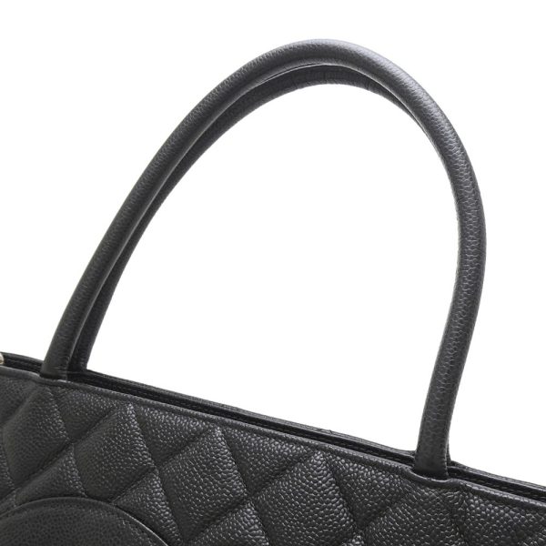 058457 4 Chanel Reprint Tote Bag Caviar Skin Black x Silver Metal