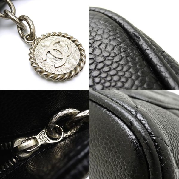 058457 5 Chanel Reprint Tote Bag Caviar Skin Black x Silver Metal