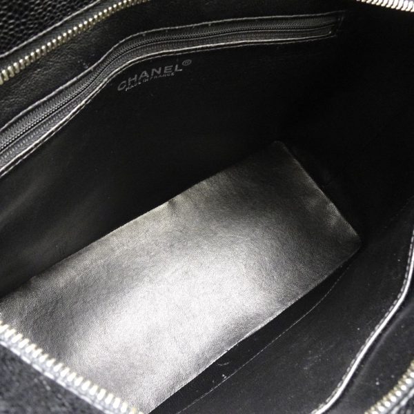 058457 6 Chanel Reprint Tote Bag Caviar Skin Black x Silver Metal