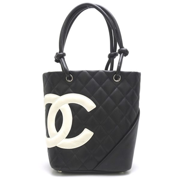 058458 10 Chanel Cambon Line Medium Tote Bag Lambskin Black