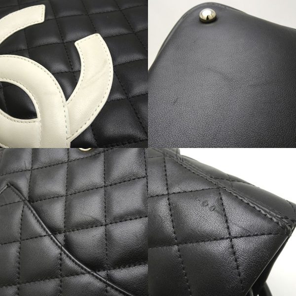 058458 5 Chanel Cambon Line Medium Tote Bag Lambskin Black