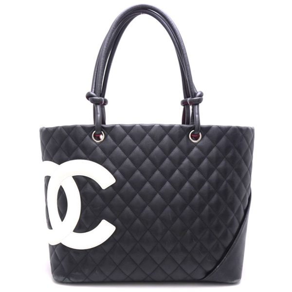 058989 10 Chanel Cambon Line Tote Bag Large Calf Black