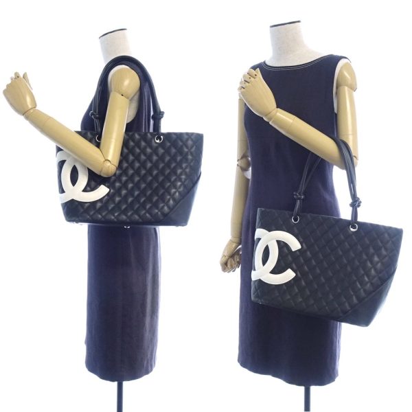 058989 9 Chanel Cambon Line Tote Bag Large Calf Black