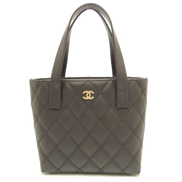 059354 10 Chanel Wild Stitch Tote Bag Leather Matte Brown