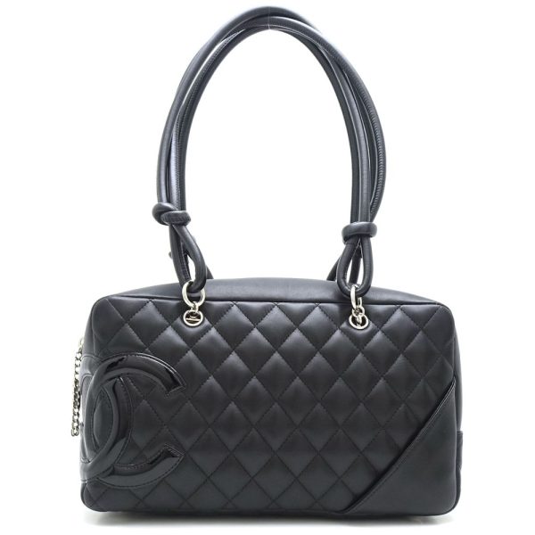 059719 9 Chanel Cambon Bowling Bag Lambskin Black Handbag