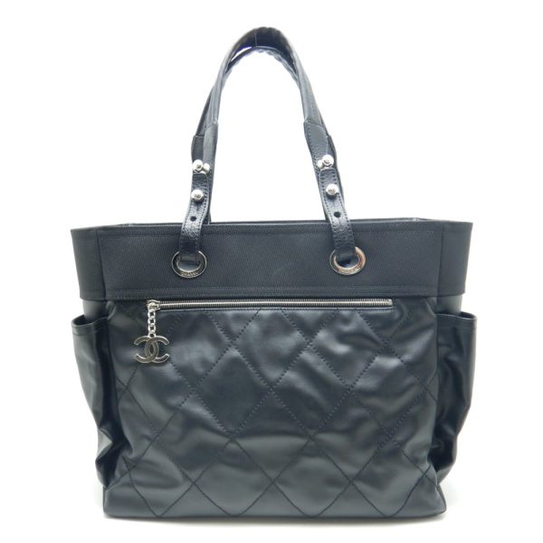 059783 10 Chanel Paris Biarritz Tote GM Coated Canvas Black