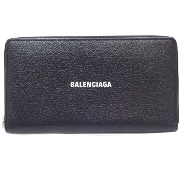 083574 1 Balenciaga Round Zipper Long Wallet Calf Black