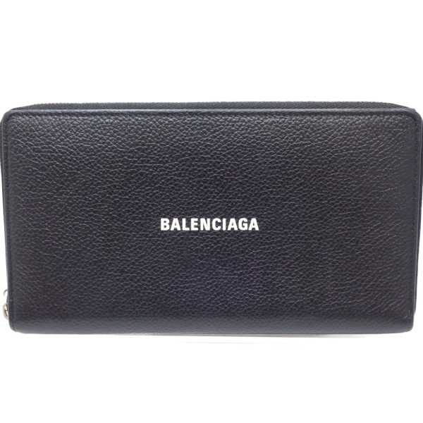 083574 2 Balenciaga Round Zipper Long Wallet Calf Black